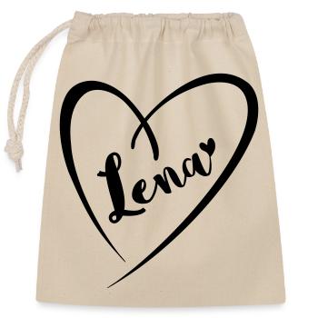 Lena, surname, first name in heart frame - Closable cotton gift bag (25x30cm) - nature - Front