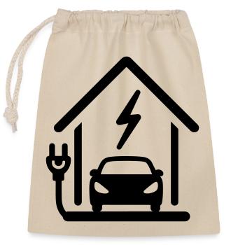Electric mobility charging station - Closable cotton gift bag (25x30cm) - nature - Front