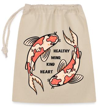 Koi Fish Circle with Positive Quote - Closable cotton gift bag (25x30cm) - nature - Front