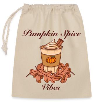 Pumpkin Spice Vibes – Cozy Autumn Coffee Design - Verschließbarer Geschenkbeutel aus Baumwolle (25x30cm) - Natur - Vorne