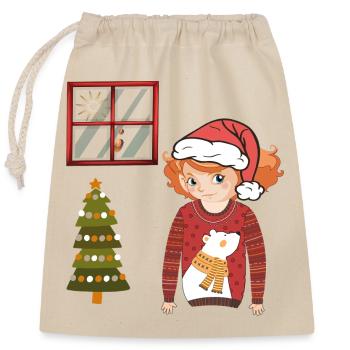 Winter magic - Closable cotton gift bag (25x30cm) - nature - Front