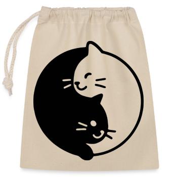 Yin und Yang katzen Duo - Verschließbarer Geschenkbeutel aus Baumwolle (25x30cm) - Natur - Vorne