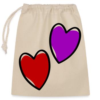 Cœurs Amour - Sac cadeau en coton avec cordon (25 x 30 cm) - nature - Devant