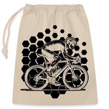 Funny road bike motif - Closable cotton gift bag (25x30cm) - nature - Front