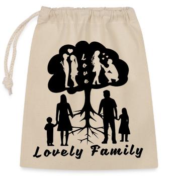 Lovely Family - Black - Closable cotton gift bag (25x30cm) - nature - Front