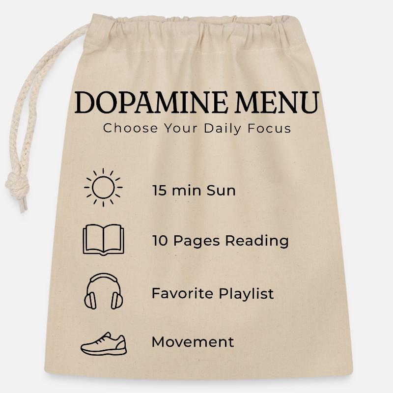 Dopamine Menu ADHD – Aesthetic Self Care Guide - Closable cotton gift bag (25x30cm) - nature