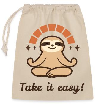 Prends soin de toi – Conception détendue de paresseux - Sac cadeau en coton avec cordon (25 x 30 cm) - nature - Devant