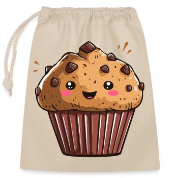 Dessin animé au muffin au chocolat câlin - Sac cadeau en coton avec cordon (25 x 30 cm) - nature - Devant