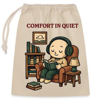Une lecture douillette en paix - Sac cadeau en coton avec cordon (25 x 30 cm) - nature - Devant