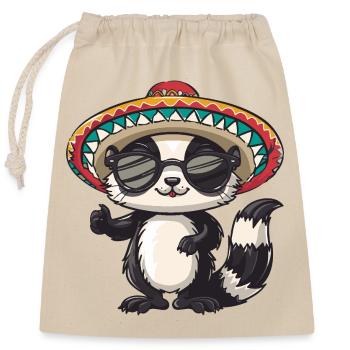 Stinktier Lustig Sombrero - Verschließbarer Geschenkbeutel aus Baumwolle (25x30cm) - Natur - Vorne