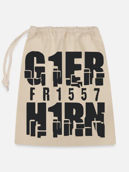 Gier frisst Hirn. - Verschließbarer Geschenkbeutel aus Baumwolle (25x30cm) - Natur