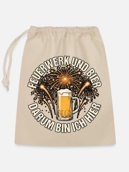 Feuerwerk Pyrotechnik Und Bier - Verschließbarer Geschenkbeutel aus Baumwolle (25x30cm) - Natur