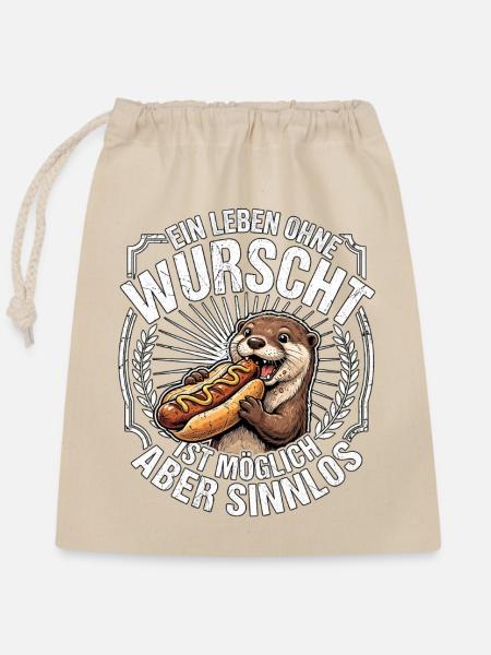 Hot Dog Otter Wurst - Verschließbarer Geschenkbeutel aus Baumwolle (25x30cm) - Natur