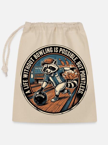 Bowling Waschbär - Verschließbarer Geschenkbeutel aus Baumwolle (25x30cm) - Natur