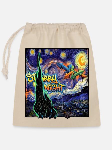 Van Goghs Sternennacht Wildstyle Burner - Verschließbarer Geschenkbeutel aus Baumwolle (25x30cm) - Natur