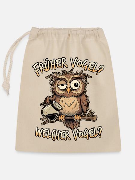Morgenmuffel Kaffee Vogel - Verschließbarer Geschenkbeutel aus Baumwolle (25x30cm) - Natur