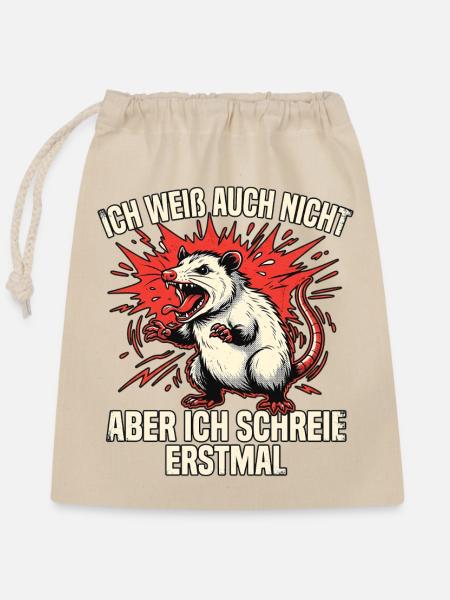 Schrei Ratte - Verschließbarer Geschenkbeutel aus Baumwolle (25x30cm) - Natur