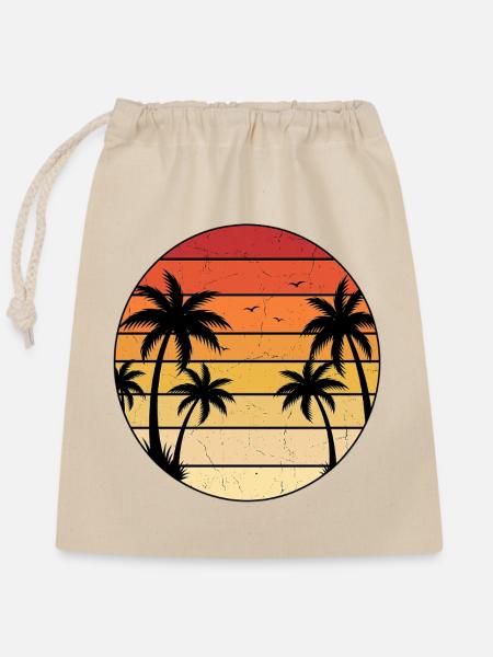 Palmen Sonnenuntergang Retro - Verschließbarer Geschenkbeutel aus Baumwolle (25x30cm) - Natur