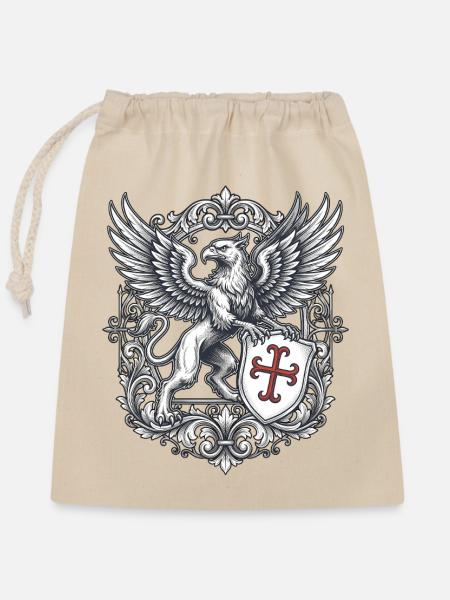 Wappen Greif Und Kreuz - Verschließbarer Geschenkbeutel aus Baumwolle (25x30cm) - Natur