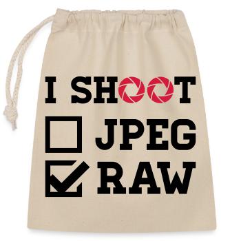 I Shoot – Fotografie Kamera Fotograf - Verschließbarer Geschenkbeutel aus Baumwolle (25x30cm) - Natur - Vorne
