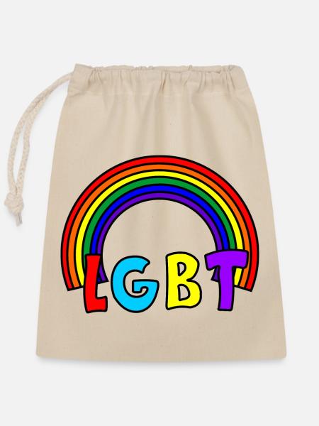 LGBT-Regenbogen - Verschließbarer Geschenkbeutel aus Baumwolle (25x30cm) - Natur