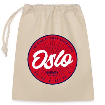 Cercle du logo de la ville vintage d’Oslo - Sac cadeau en coton avec cordon (25 x 30 cm) - nature - Devant