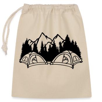 Berge Camper draußen leben - Verschließbarer Geschenkbeutel aus Baumwolle (25x30cm) - Natur - Vorne