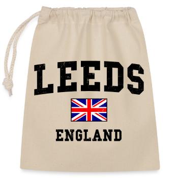 Leeds England Flagge Design - Verschließbarer Geschenkbeutel aus Baumwolle (25x30cm) - Natur - Vorne