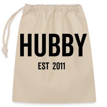 Hubby Est 2011 - Closable cotton gift bag (25x30cm) - nature - Front