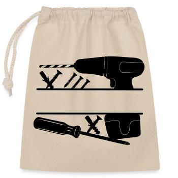 Carpenter drill logo - Closable cotton gift bag (25x30cm) - nature - Front
