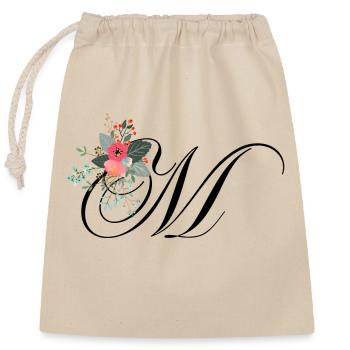 Letter m flowery - Closable cotton gift bag (25x30cm) - nature - Front