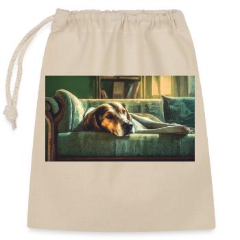 Niedliche Tiere chillen – Hund - Verschließbarer Geschenkbeutel aus Baumwolle (25x30cm) - Natur - Vorne