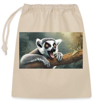 Cute animals chilling – ring-tailed lemur - Closable cotton gift bag (25x30cm) - nature - Front