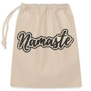 Namaste Black (Distressed) - Verschließbarer Geschenkbeutel aus Baumwolle (25x30cm) - Natur - Vorne