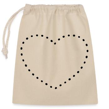 Herz black dots - Verschließbarer Geschenkbeutel aus Baumwolle (25x30cm) - Natur - Vorne