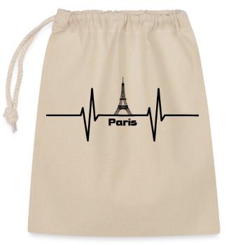 Herzschlag mit Eifelturm Paris - Verschließbarer Geschenkbeutel aus Baumwolle (25x30cm) - Natur - Vorne