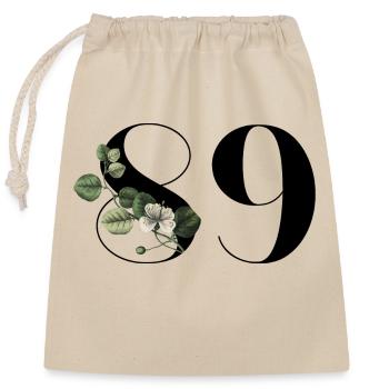 Numéro 89 floral vert - 89e anniversaire floral - Sac cadeau en coton avec cordon (25 x 30 cm) - nature - Devant