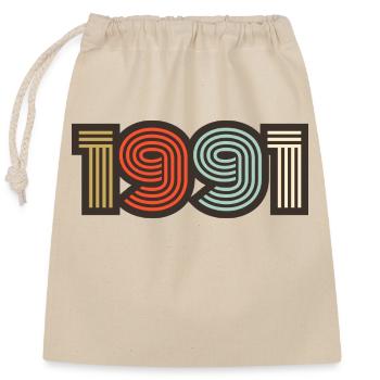 1991 rétro vintage - Sac cadeau en coton avec cordon (25 x 30 cm) - nature - Devant