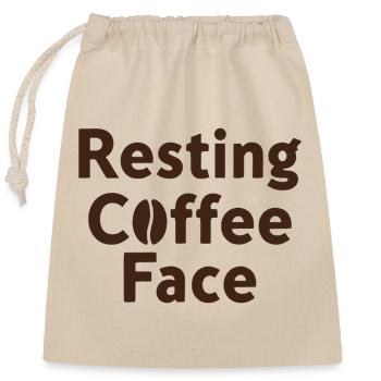 Resting Coffee Face Kaffeeliebe - Verschließbarer Geschenkbeutel aus Baumwolle (25x30cm) - Natur - Vorne