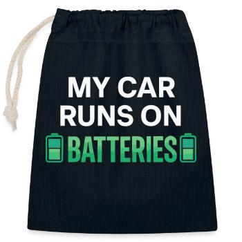 Mein Auto wird mit Batterien betrieben - Verschließbarer Geschenkbeutel aus Baumwolle (25x30cm) - Navy - Vorne