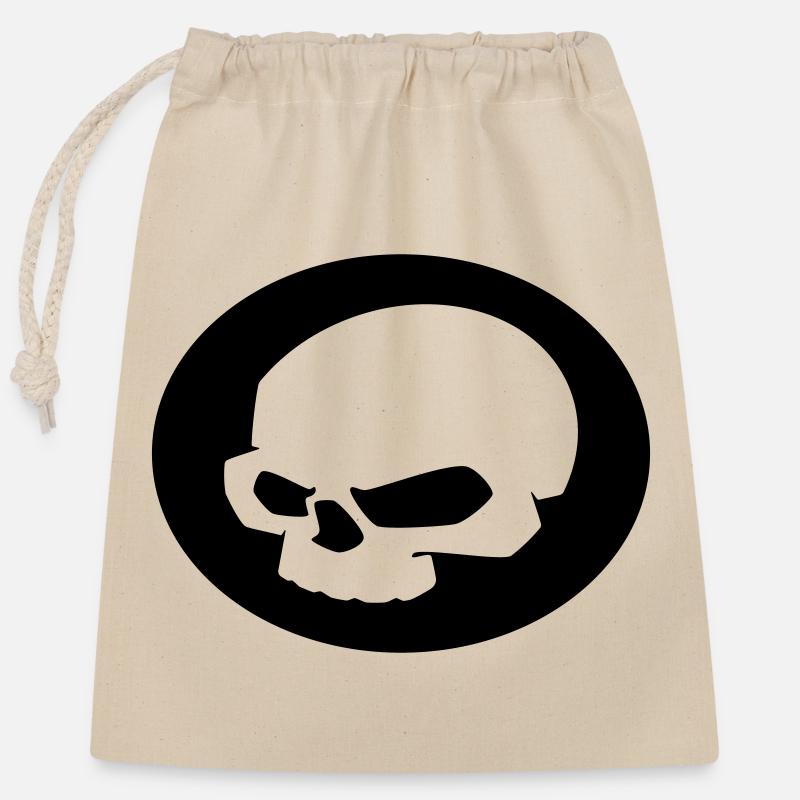 Crâne - Sac cadeau en coton avec cordon (25 x 30 cm) - nature