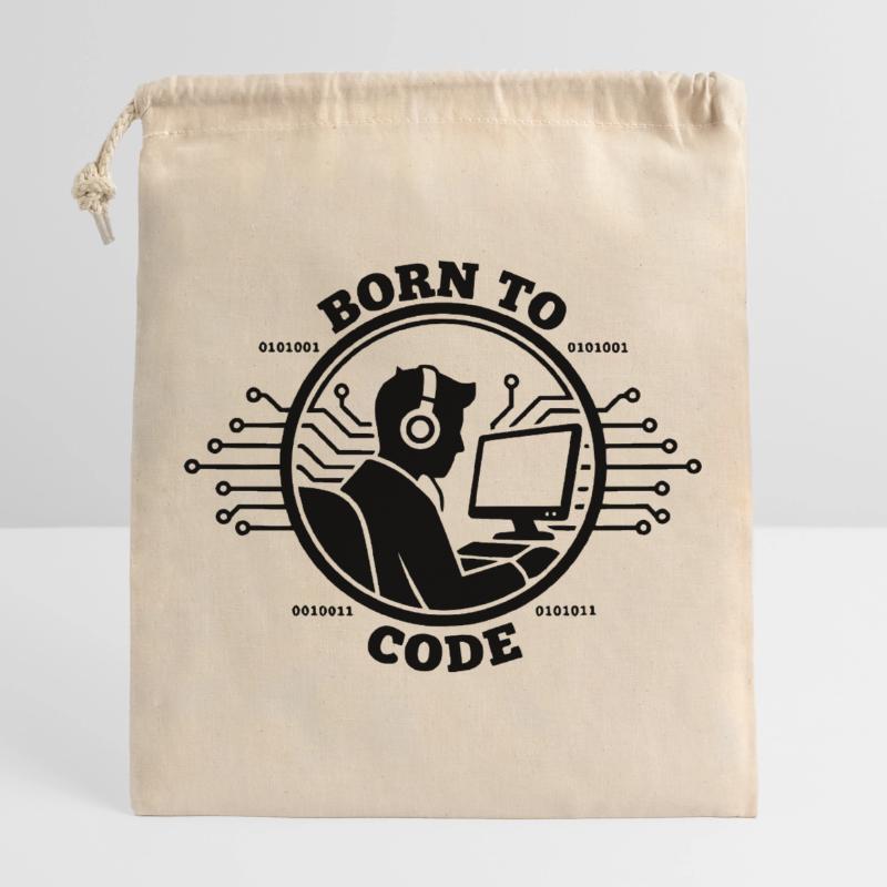 Programmierer, der zum Programmieren geboren wurde Programmierer Verschließbarer Geschenkbeutel aus Baumwolle (25x30cm)