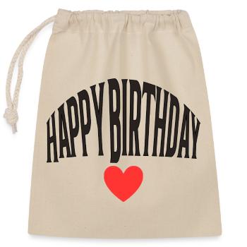 Happy Birthday - Verschließbarer Geschenkbeutel aus Baumwolle (25x30cm) - Natur - Vorne