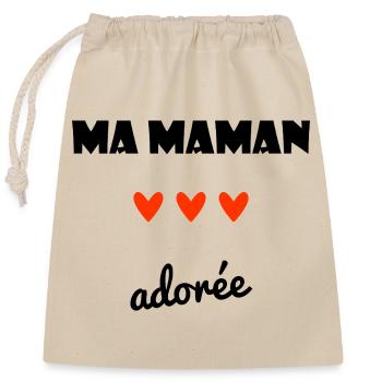 MAMA ADORED. MAMMA. MOTHER'S DAY. HAPPY BIRTHDAY - Closable cotton gift bag (25x30cm) - nature - Front