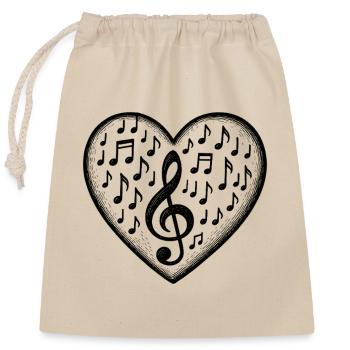 Musik Herz Notenschlüssel Liebe Sound - Verschließbarer Geschenkbeutel aus Baumwolle (25x30cm) - Natur - Vorne