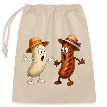 Bratwurst und Weißwurst - Verschließbarer Geschenkbeutel aus Baumwolle (25x30cm) - Natur - Vorne