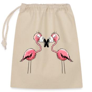 Best Friends Flamingos - Verschließbarer Geschenkbeutel aus Baumwolle (25x30cm) - Natur - Vorne
