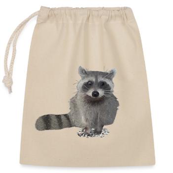 racoon - Closable cotton gift bag (25x30cm) - nature - Front