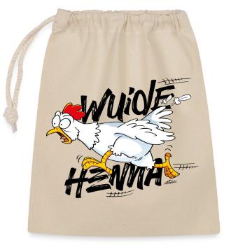 Alpenplatzl | Wuide Henna - Wildes Huhn - Verschließbarer Geschenkbeutel aus Baumwolle (25x30cm) - Natur - Vorne