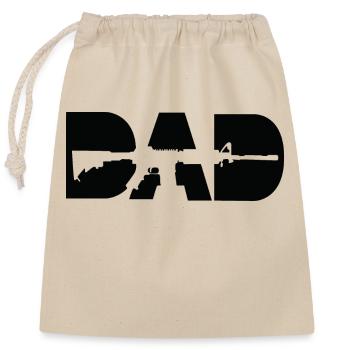 Dad Gun - Verschließbarer Geschenkbeutel aus Baumwolle (25x30cm) - Natur - Vorne